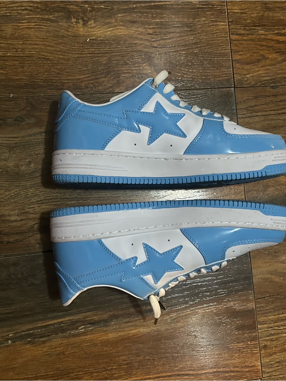 Bape Low-Top Sneakers in Light Blue and White with Star Logo